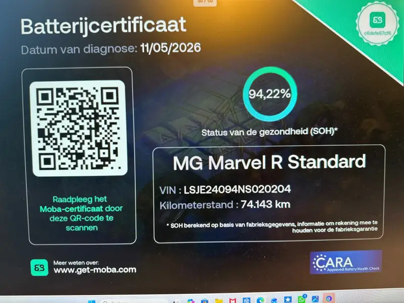 MG Marvel R Exclusive 70 kWh SOH 94.22% PANO BOSE TREKHAAK LEER CAMERA DEALER OND EERSTE EIG 2022 leasen bij DreamLease: foto 2