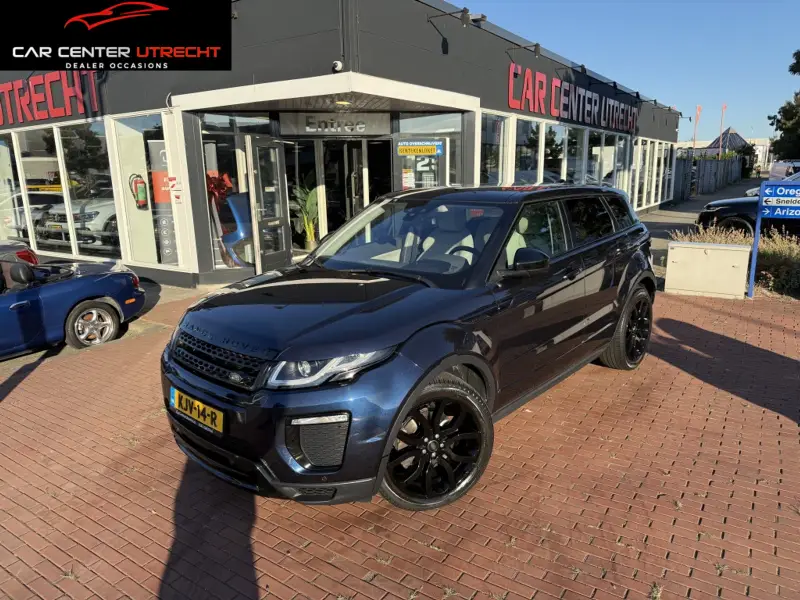 Land Rover Range Rover Evoque 2.0 Si4 HSE BLAUW |pano|camera|leder|trekhaak|head up| 2019 leasen bij DreamLease: foto 1